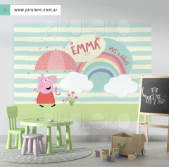 Banner Imprimible Peppa Pig, lluvia de amor
