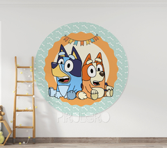 Banner Imprimible Circular Bluey Celeste Sin texto - comprar online