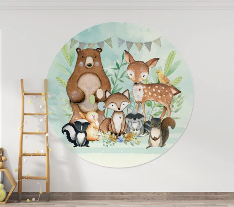 Banner Imprimible Circular animales de Bosque