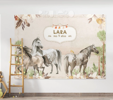 Banner Imprimible Caballos vintage