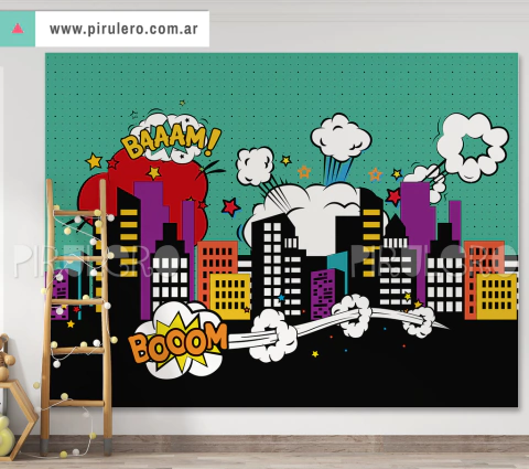 Banner Imprimible sin texto Ciudad de super heroes_Avenger