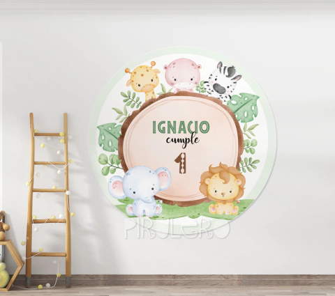 Banner Imprimible Circular Safari Bebé