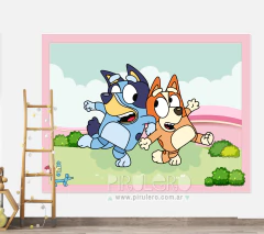 Banner Imprimible Bluey rosa Sin Texto
