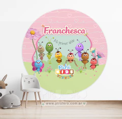 Banner Imprimible Circular Bichikids rosa