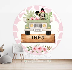 Banner Imprimible Circular Minnie Safari Jeep