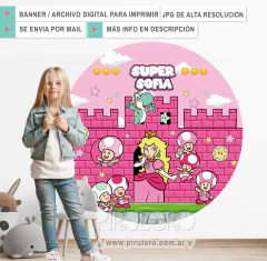Banner Imprimible Circular Princesa Peach