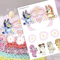 Kit imprimible Bluey arcoiris Rosa
