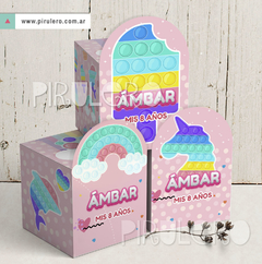 Kit Imprimible Pop it - Fidget toy - Helado y arcoiris