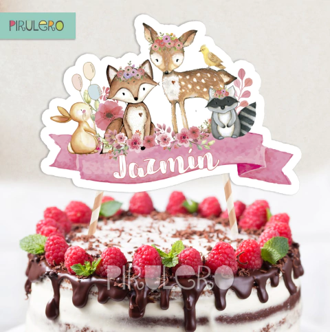 Cake topper Animales del bosque encantado