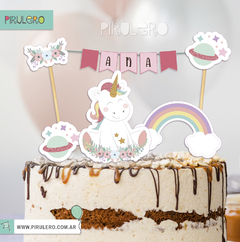 Cake Topper Unicornio y Arcoiris