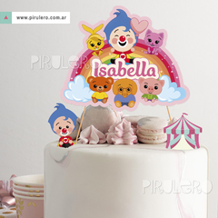 Cake topper Plim Plim y Arcoiris rosa