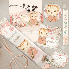 Kit Imprimible Gatita Amber _ Coleccion Bosque Vintage na internet