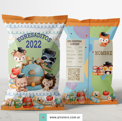 Chip Bag imprimible Egresaditos Animalitos_Canva editable en internet