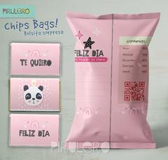Chip Bags Modelo Panda rosa + etiqueta chocolatines - buy online