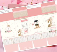 Kit Imprimible Conejita Acuarela rosa - comprar online