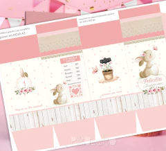 Kit Imprimible Conejita Acuarela rosa - comprar online