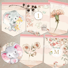 Kit Imprimible Annie Elefante de Acuarela _ Coleccion Bosque Vintage - loja online