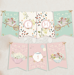 Kit Imprimible Flores de primavera - primer año - candy bar - baby shower - pirulero imprimibles