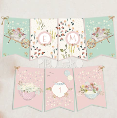 Kit Imprimible Flores de primavera - primer año - candy bar - baby shower - pirulero imprimibles
