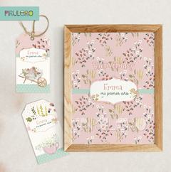 Kit Imprimible Flores de primavera - primer año - candy bar - baby shower - pirulero imprimibles