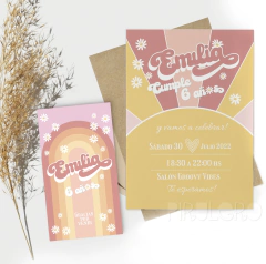 Kit Imprimible Groovy Vibes Mariposa Arcoiris Y Margaritas en internet