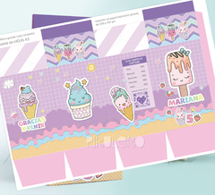 Kit imprimible Helados, heladitos rosa y lila pastel - comprar online