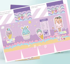 Kit imprimible Helados, heladitos rosa y lila pastel - comprar online