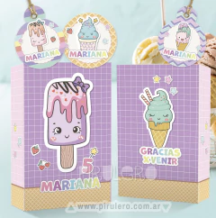 Kit imprimible Helados, heladitos rosa y lila pastel - comprar online