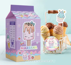 Kit imprimible Helados, heladitos rosa y lila pastel
