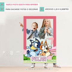 Marco Selfie Photo Booth Bluey Rosa Para Imprimir