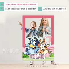 Marco Selfie Photo Booth Bluey Rosa Para Imprimir