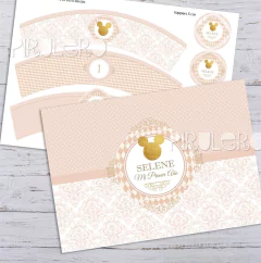 Kit Imprimible Minnie Silueta Dorada - loja online