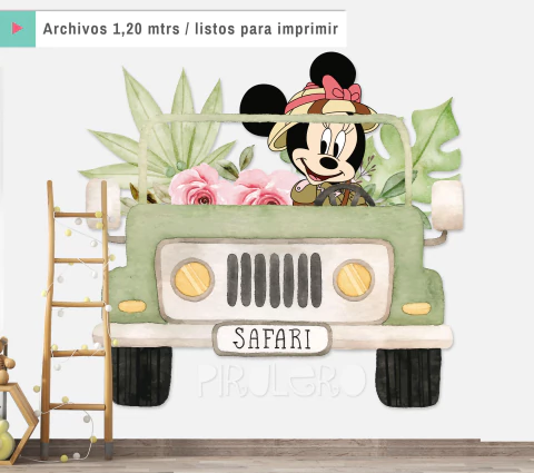 Banner Imprimible Minnie Safari Jeep Figura Para Imrimir