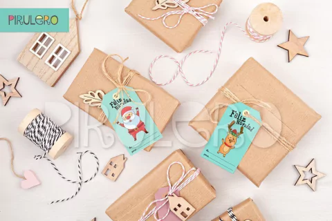 Etiquetas Navidad Santa y Reno: Tags Imprimibles