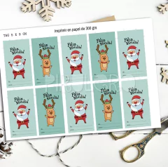 Etiquetas Navidad Santa y Reno: Tags Imprimibles - comprar online