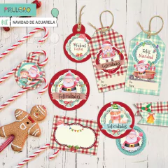 Kit Imprimible Navidad de Acuarela - Pirulero
