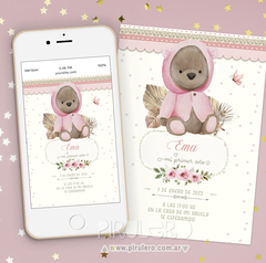 Kit Imprimible Osita Boho rosa - comprar online