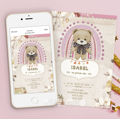 Kit Imprimible Oso Teddy_acuarela y arcoiris Rosa