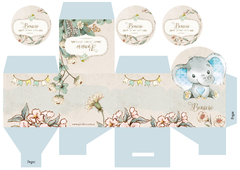 Kit Imprimible Bruno Elefante de Acuarela _ Coleccion Bosque Vintage - comprar online