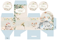 Kit Imprimible Bruno Elefante de Acuarela _ Coleccion Bosque Vintage - Pirulero