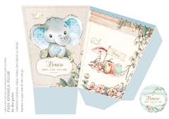 Kit Imprimible Bruno Elefante de Acuarela _ Coleccion Bosque Vintage - comprar online