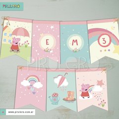 Kit Imprimible Peppa Pig Lluvia de amor y arcoiris - Pirulero