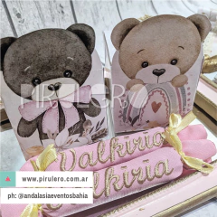 Kit Imprimible Oso Teddy_acuarela y arcoiris Rosa - tienda online