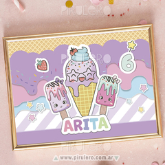 Kit imprimible Helados, heladitos rosa y lila pastel en internet
