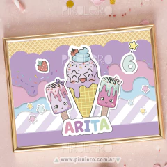 Kit imprimible Helados, heladitos rosa y lila pastel en internet