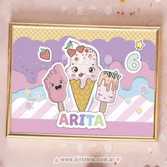 Kit imprimible Helados, heladitos rosa y lila pastel - Pirulero