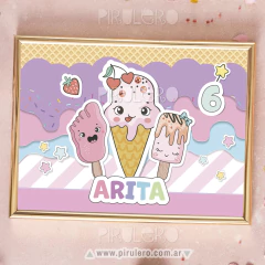 Kit imprimible Helados, heladitos rosa y lila pastel - Pirulero