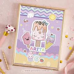 Kit imprimible Helados, heladitos rosa y lila pastel - tienda online