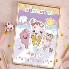 Imagen de Kit imprimible Helados, heladitos rosa y lila pastel