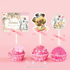 Kit Imprimible perritos cachorros de acuarela rosa - tienda online
